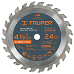 DISCO SIERRA P/MADERA 4-1/2 , 24 DIENTES, CENTRO 3/8
