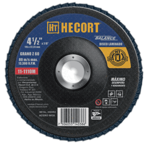 DISCO LAMINADO, 4 1/2", GRANO 60, CENTRO 7/8", HT