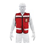 CHALECO BRIGADISTA CON CINTAS REFLEJANTES, COLOR ROJO