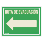 LETRERO DE SEÑALIZACION RUTA EVACUACION IZQUIERDA ,21X28 CM